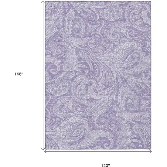 Lavender Purple And Ivory Paisley Washable Indoor Outdoor Area Rug Photo 3