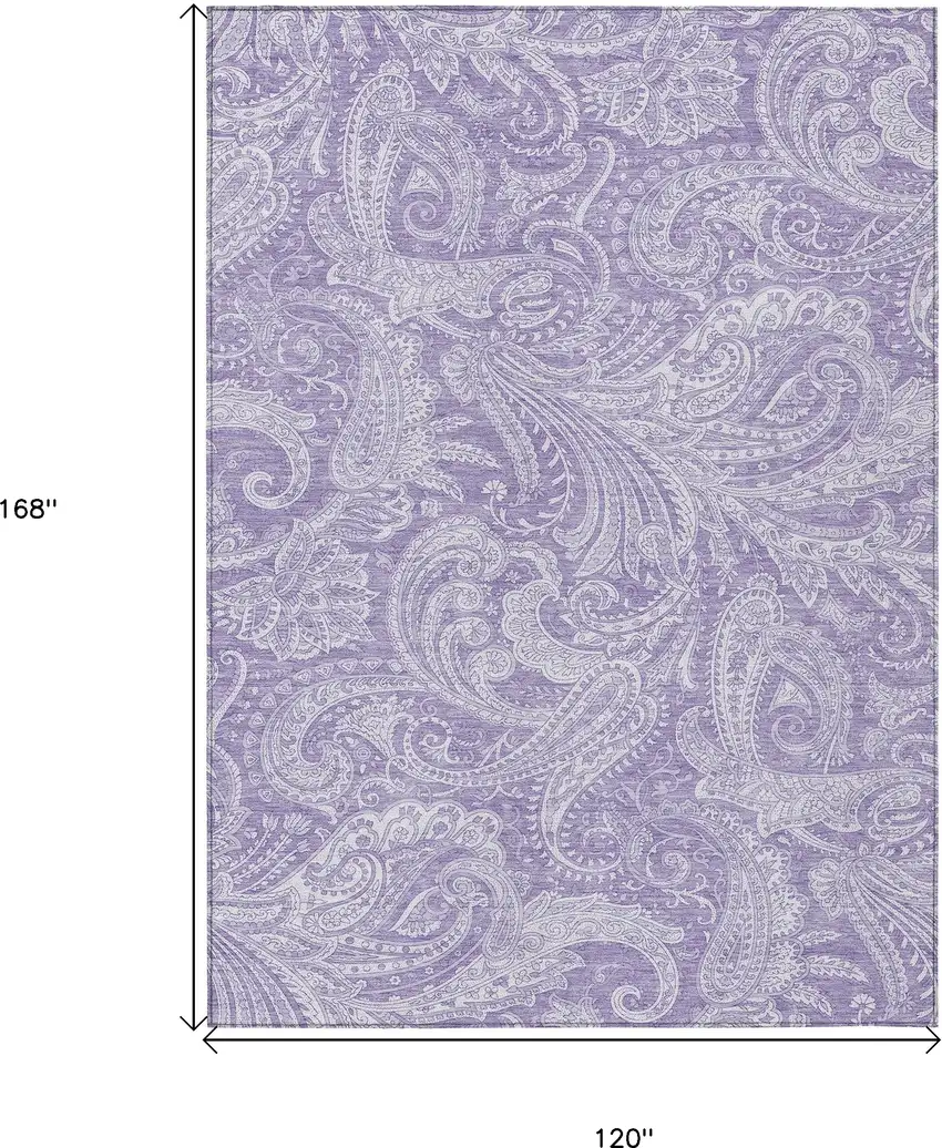 Lavender Purple And Ivory Paisley Washable Indoor Outdoor Area Rug Photo 3