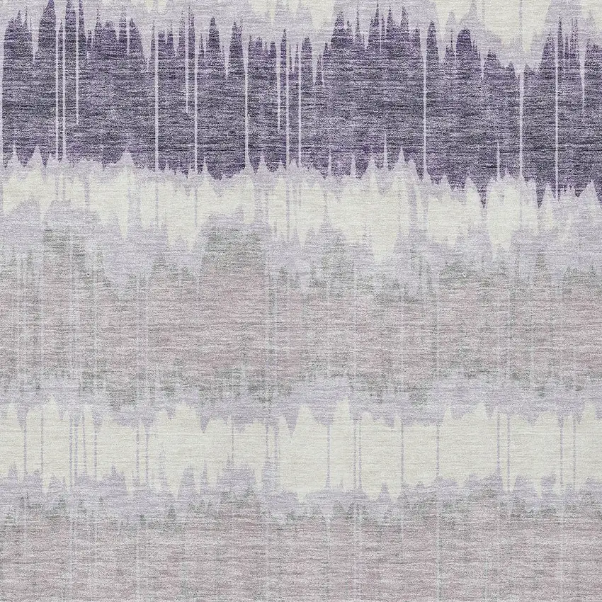 Lavender Purple And Ivory Striped Washable Indoor Outdoor Area Rug Photo 4