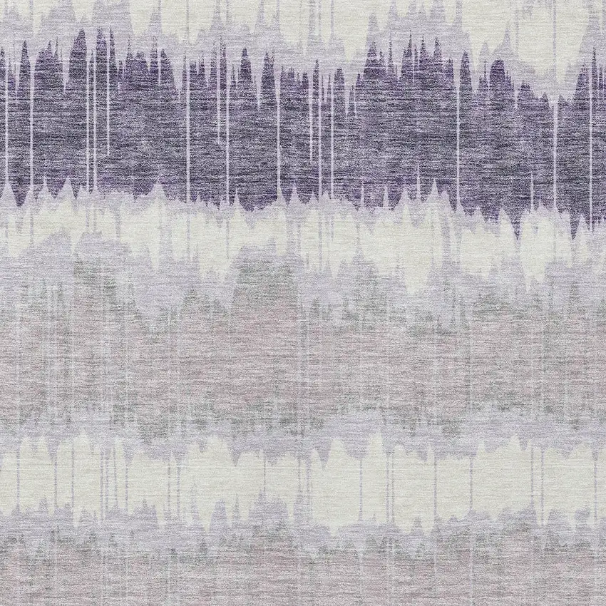 Lavender Purple And Ivory Striped Washable Indoor Outdoor Area Rug Photo 4