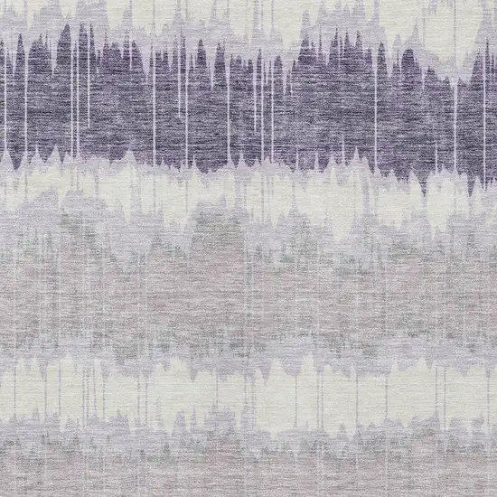 Lavender Purple And Ivory Striped Washable Indoor Outdoor Area Rug Photo 4