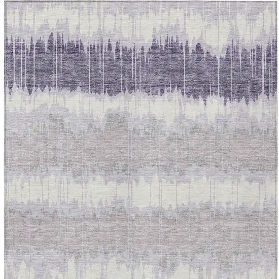 Lavender Purple And Ivory Striped Washable Indoor Outdoor Area Rug Photo 5
