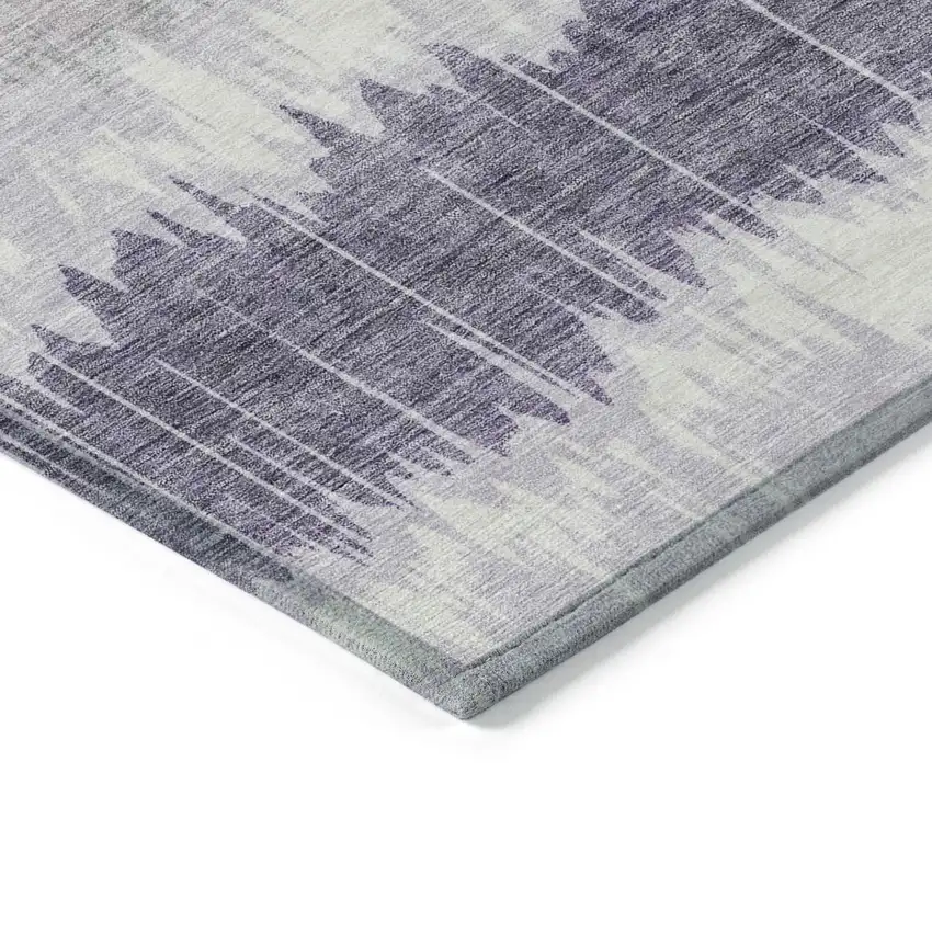 Lavender Purple And Ivory Striped Washable Indoor Outdoor Area Rug Photo 3