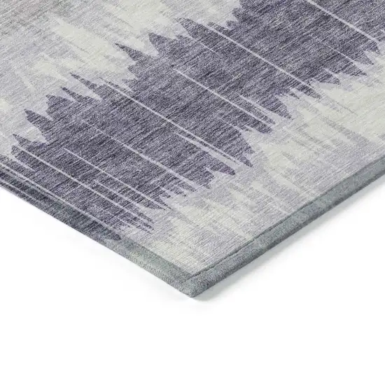 Lavender Purple And Ivory Striped Washable Indoor Outdoor Area Rug Photo 3