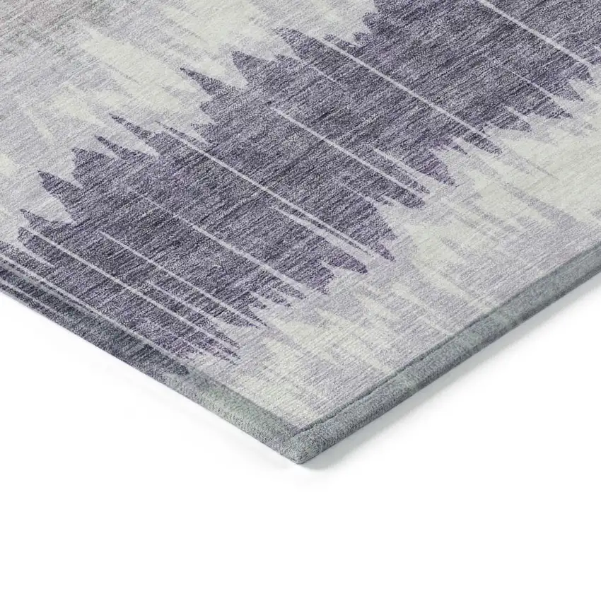 Lavender Purple And Ivory Striped Washable Indoor Outdoor Area Rug Photo 3