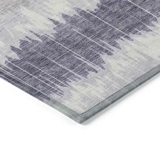 Lavender Purple And Ivory Striped Washable Indoor Outdoor Area Rug Photo 3