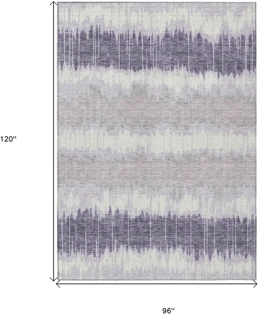 Lavender Purple And Ivory Striped Washable Indoor Outdoor Area Rug Photo 7