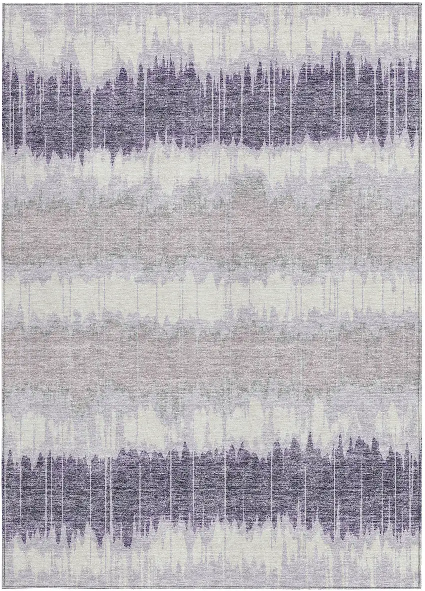 Lavender Purple And Ivory Striped Washable Indoor Outdoor Area Rug Photo 3