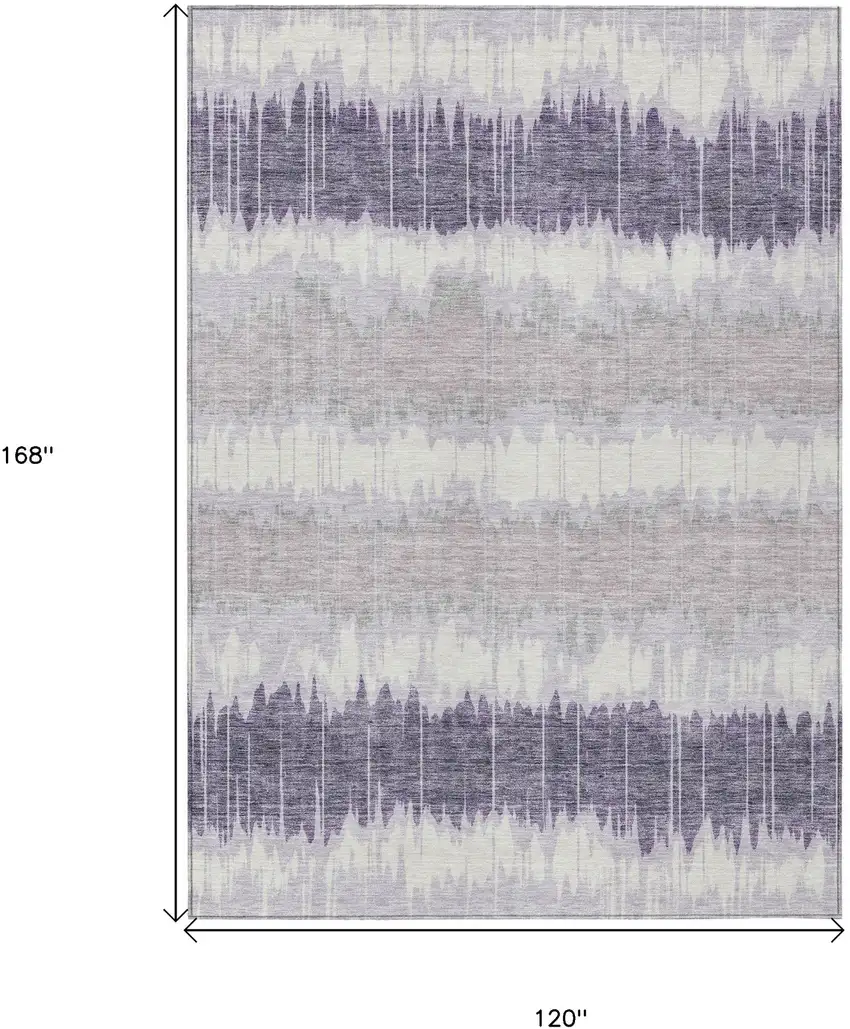 Lavender Purple And Ivory Striped Washable Indoor Outdoor Area Rug Photo 7