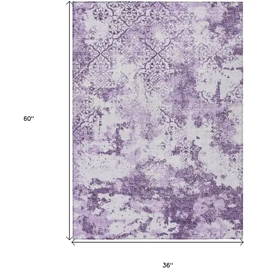Lavender Purple And Lilac Floral Washable Indoor Outdoor Area Rug Photo 7