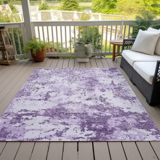 Lavender Purple And Lilac Floral Washable Indoor Outdoor Area Rug Photo 7