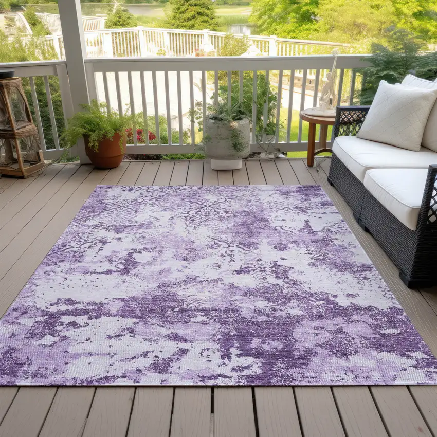 Lavender Purple And Lilac Floral Washable Indoor Outdoor Area Rug Photo 7