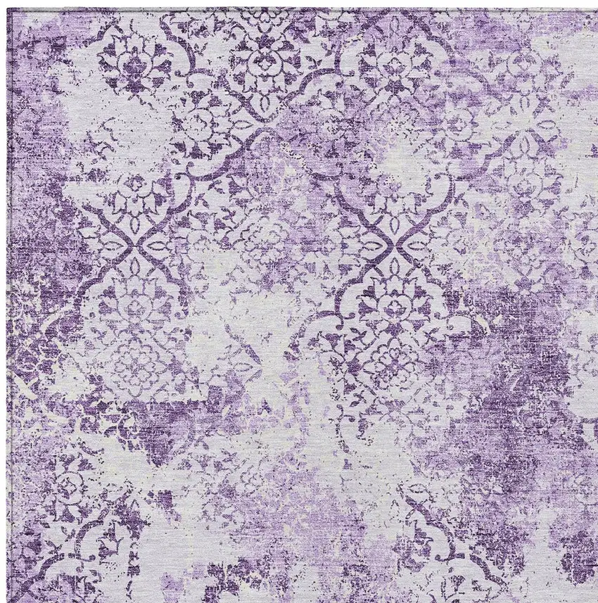 Lavender Purple And Lilac Floral Washable Indoor Outdoor Area Rug Photo 5
