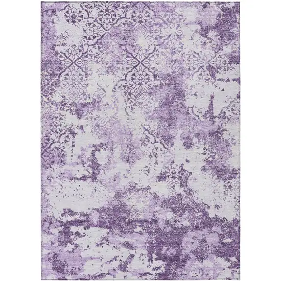 Lavender Purple And Lilac Floral Washable Indoor Outdoor Area Rug Photo 2