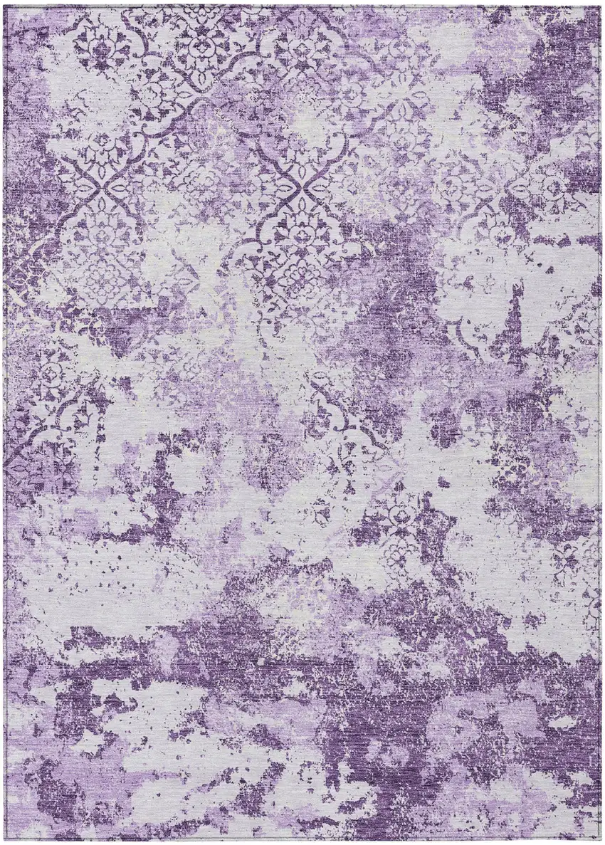 Lavender Purple And Lilac Floral Washable Indoor Outdoor Area Rug Photo 2