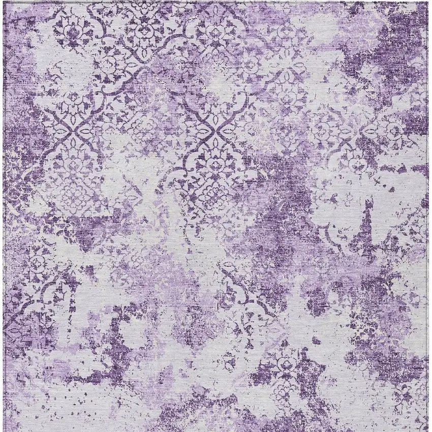 Lavender Purple And Lilac Floral Washable Indoor Outdoor Area Rug Photo 6
