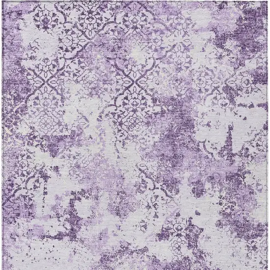 Lavender Purple And Lilac Floral Washable Indoor Outdoor Area Rug Photo 6