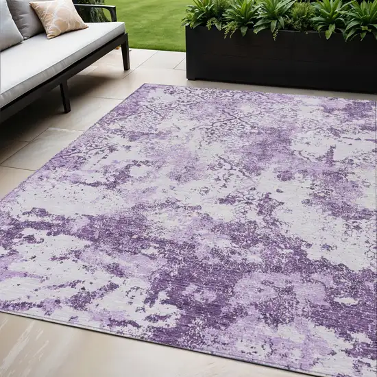 Lavender Purple And Lilac Floral Washable Indoor Outdoor Area Rug Photo 1