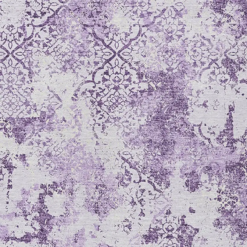 Lavender Purple And Lilac Floral Washable Indoor Outdoor Area Rug Photo 6