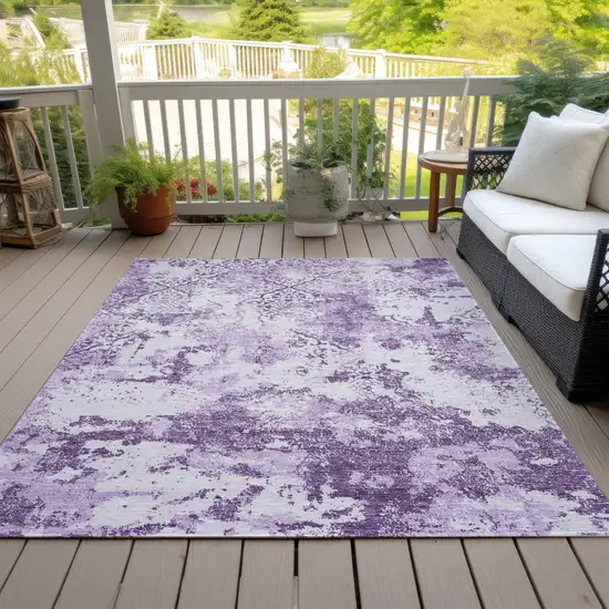 Lavender Purple And Lilac Floral Washable Indoor Outdoor Area Rug Photo 8