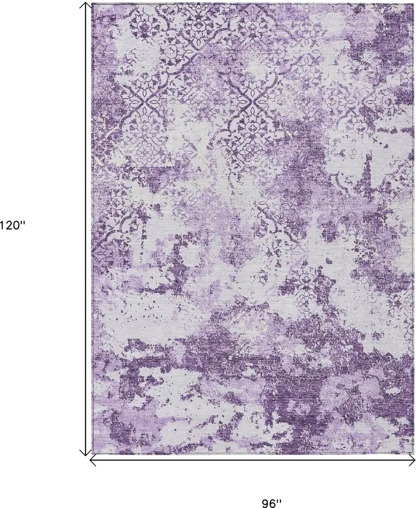 Lavender Purple And Lilac Floral Washable Indoor Outdoor Area Rug Photo 3
