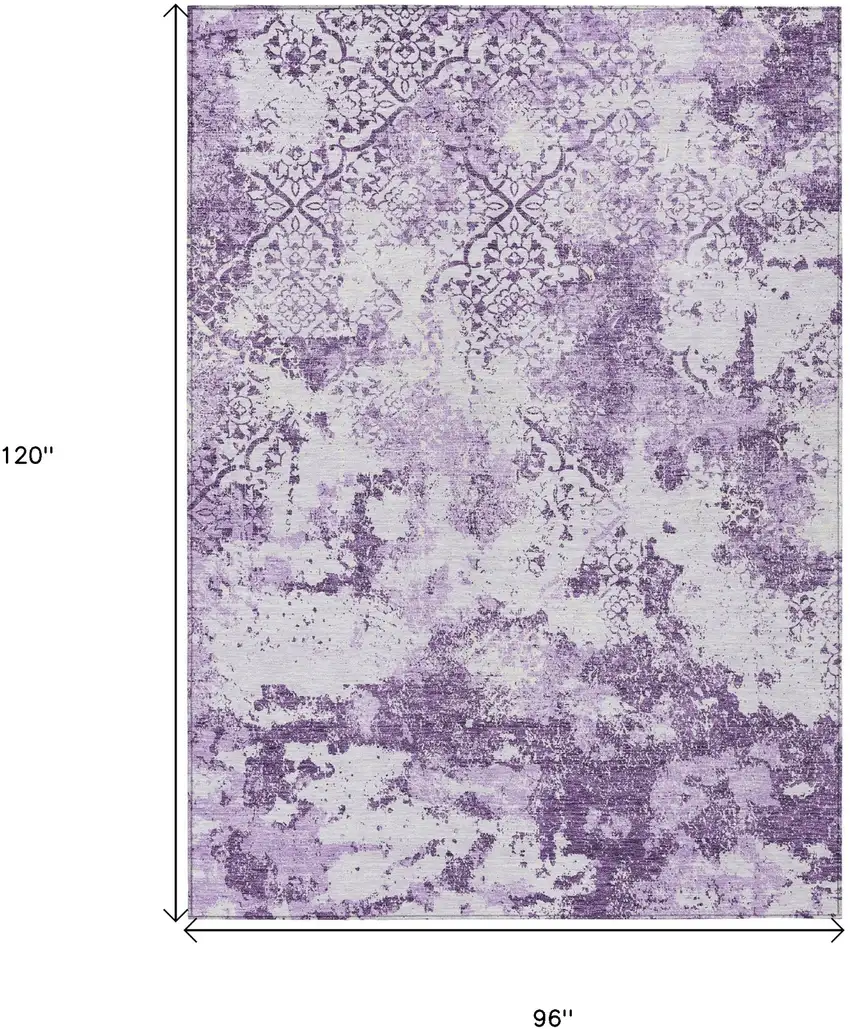 Lavender Purple And Lilac Floral Washable Indoor Outdoor Area Rug Photo 3