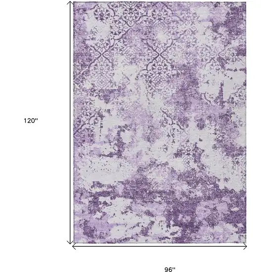 Lavender Purple And Lilac Floral Washable Indoor Outdoor Area Rug Photo 3