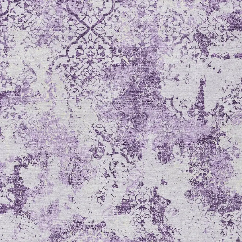 Lavender Purple And Lilac Floral Washable Indoor Outdoor Area Rug Photo 4