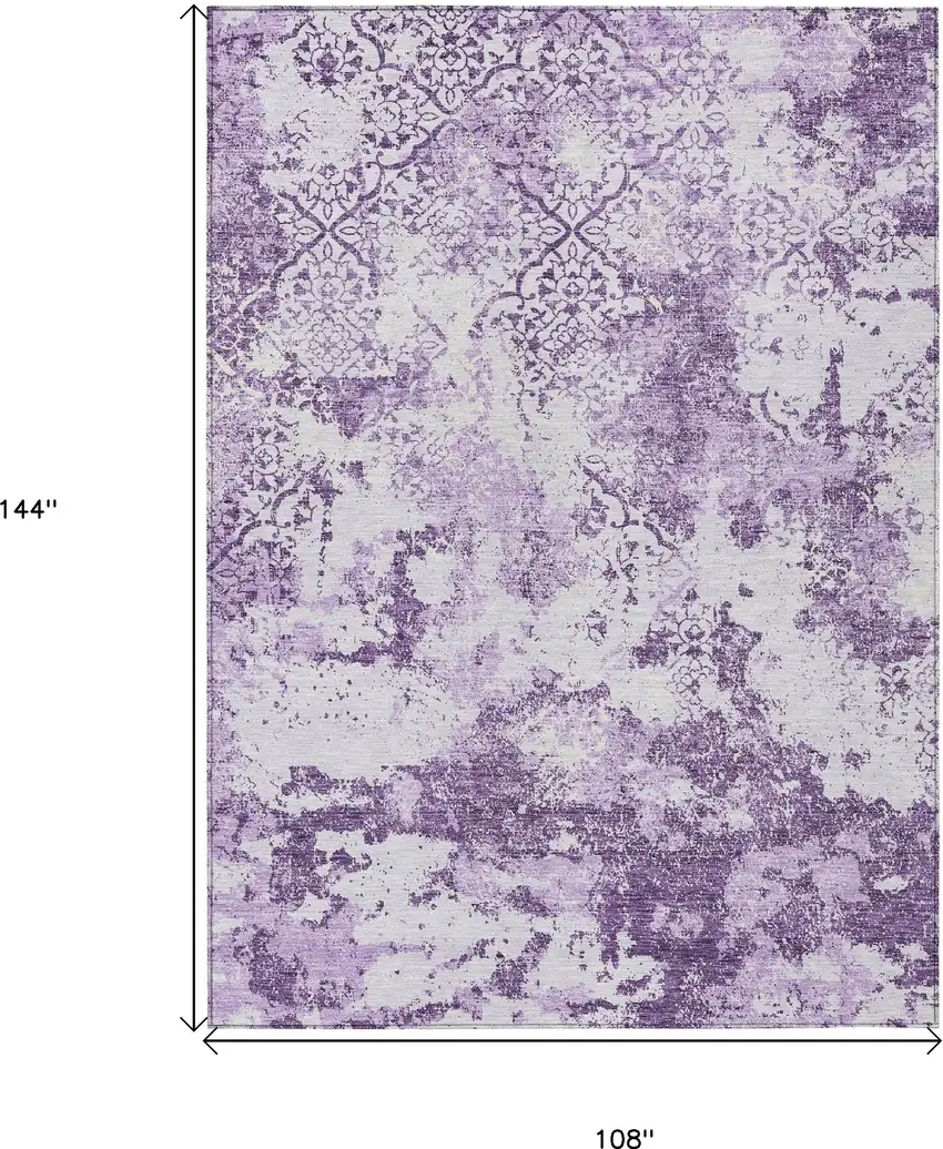 Lavender Purple And Lilac Floral Washable Indoor Outdoor Area Rug Photo 3