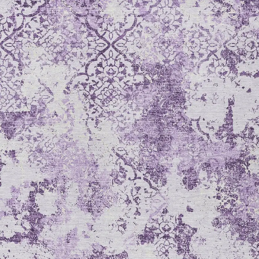 Lavender Purple And Lilac Floral Washable Indoor Outdoor Area Rug Photo 4