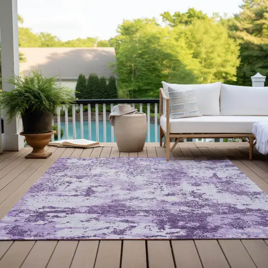 Lavender Purple And Lilac Floral Washable Indoor Outdoor Area Rug Photo 8