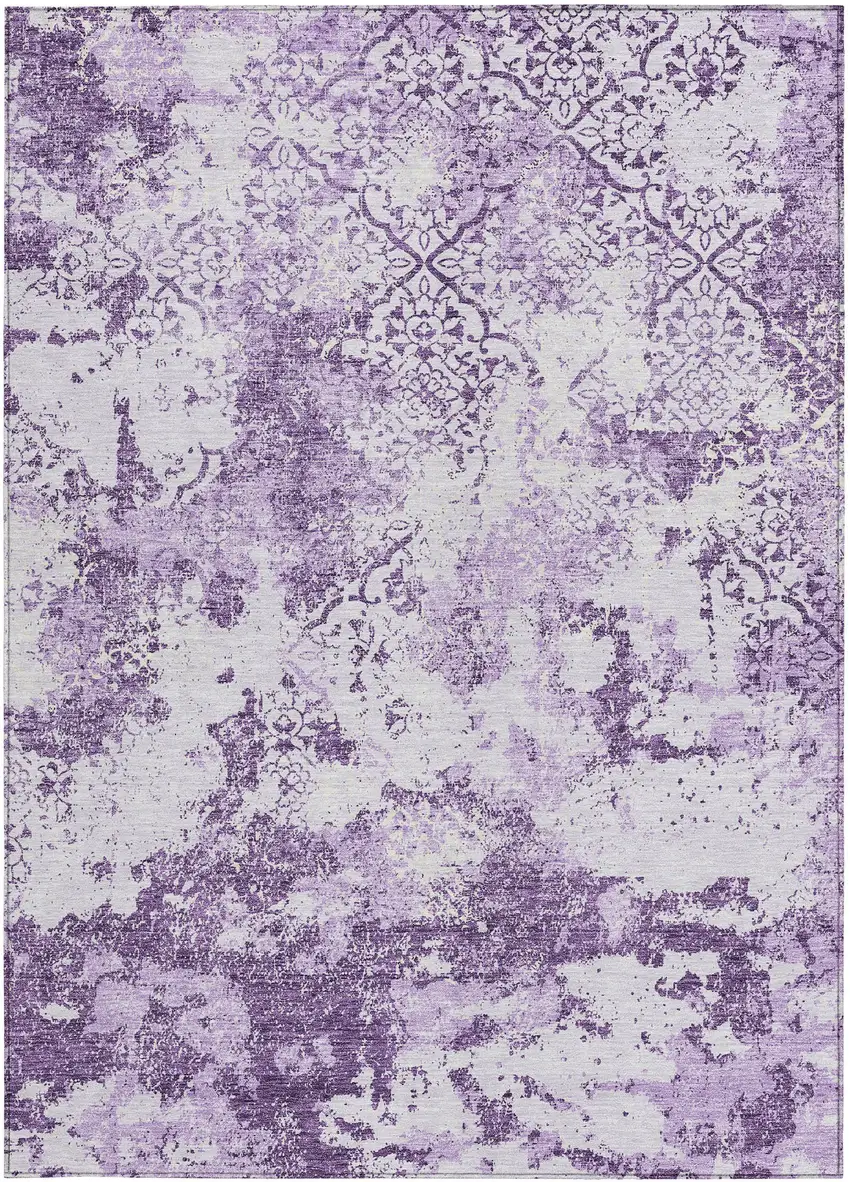 Lavender Purple And Lilac Floral Washable Indoor Outdoor Area Rug Photo 4