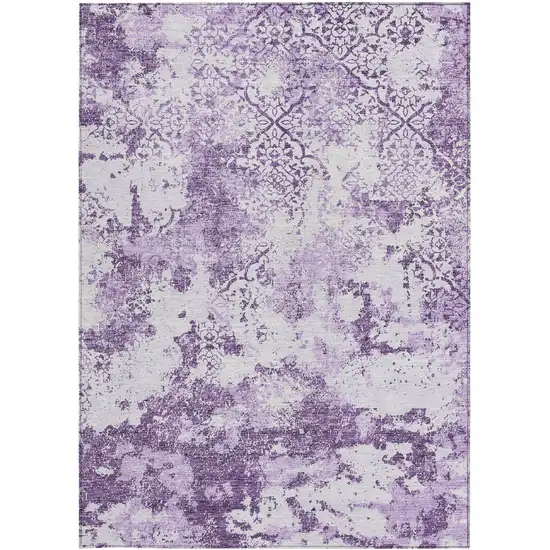 Lavender Purple And Lilac Floral Washable Indoor Outdoor Area Rug Photo 4