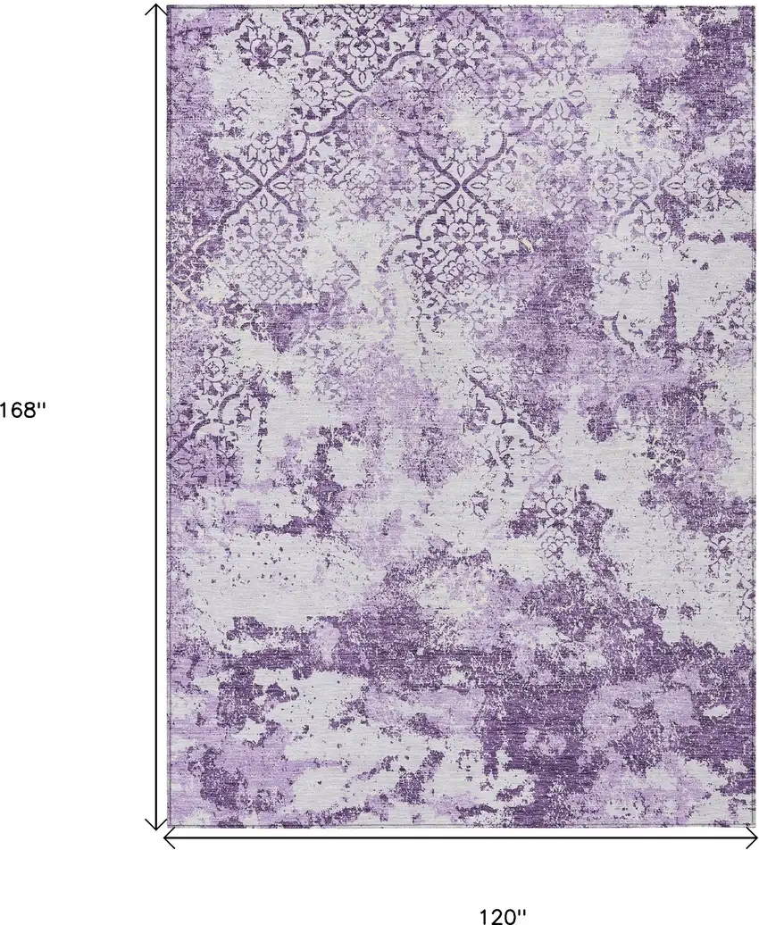 Lavender Purple And Lilac Floral Washable Indoor Outdoor Area Rug Photo 9