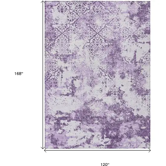 Lavender Purple And Lilac Floral Washable Indoor Outdoor Area Rug Photo 9