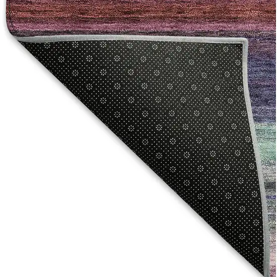 Lavender Red And Orange Striped Washable Area Rug With UV Protection Photo 6