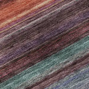 Photo of Lavender Red And Orange Striped Washable Area Rug With UV Protection