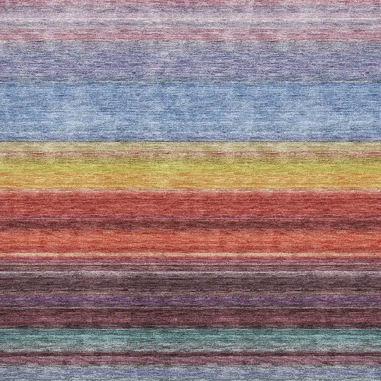 Lavender Red And Orange Striped Washable Area Rug With UV Protection Photo 2