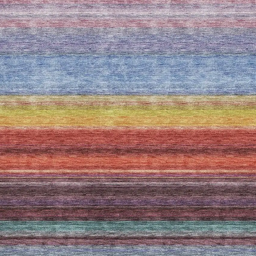 Lavender Red And Orange Striped Washable Area Rug With UV Protection Photo 2