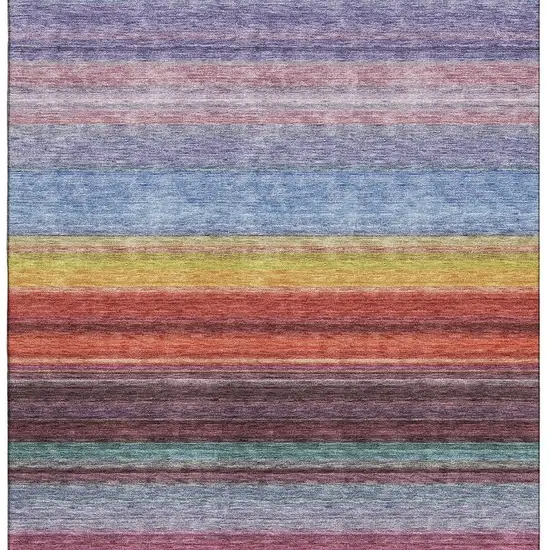 Lavender Red And Orange Striped Washable Area Rug With UV Protection Photo 3