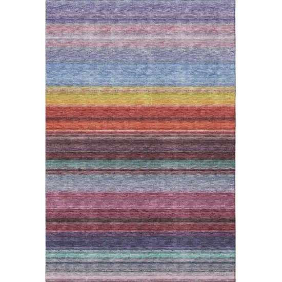 Lavender Red And Orange Striped Washable Area Rug With UV Protection Photo 3