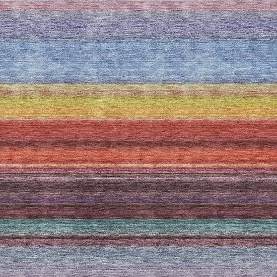 Lavender Red And Orange Striped Washable Area Rug With UV Protection Photo 2