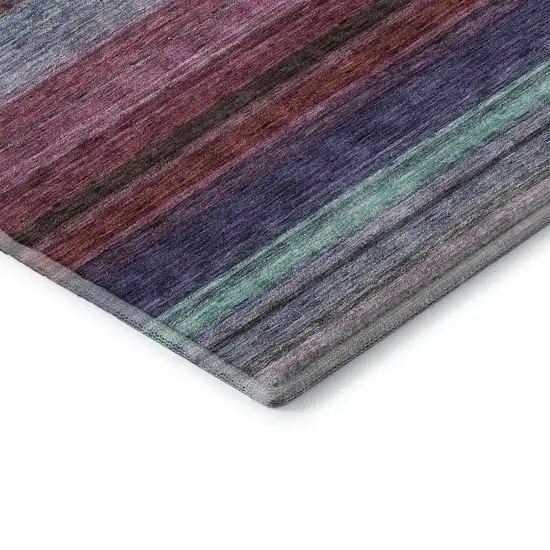 Lavender Red And Orange Striped Washable Area Rug With UV Protection Photo 7