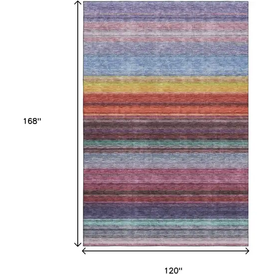 Lavender Red And Orange Striped Washable Area Rug With UV Protection Photo 8
