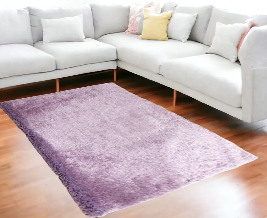 Lavender Shag Hand Tufted Area Rug Photo 1
