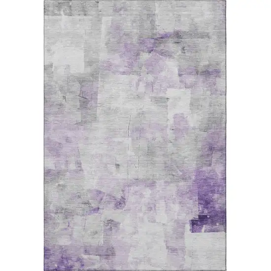 Lavender Silver And Gray Abstract Washable Area Rug With UV Protection Photo 3