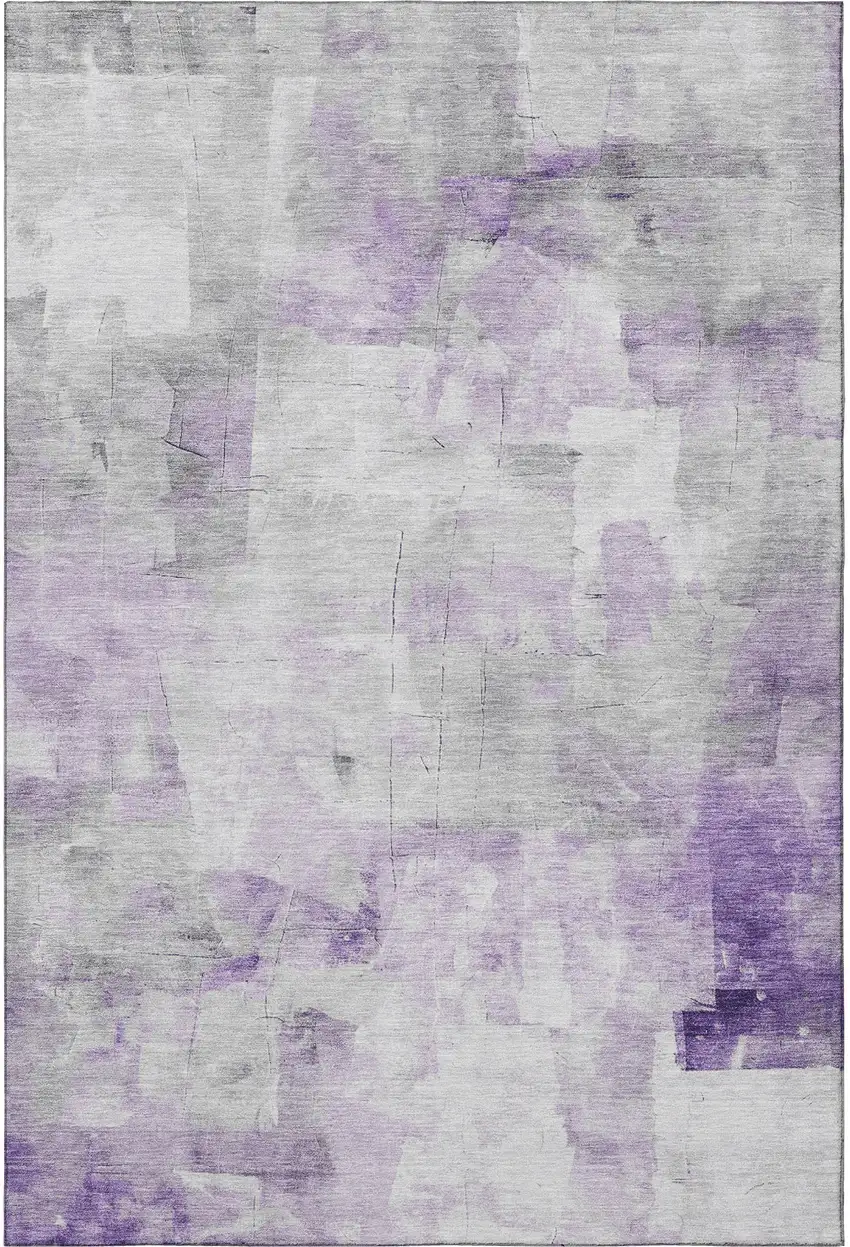 Lavender Silver And Gray Abstract Washable Area Rug With UV Protection Photo 3