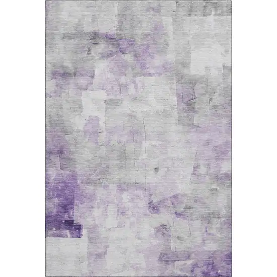 Lavender Silver And Gray Abstract Washable Area Rug With UV Protection Photo 1