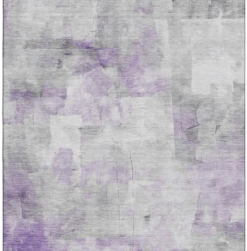 Lavender Silver And Gray Abstract Washable Area Rug With UV Protection Photo 3