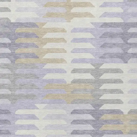 Lavender Silver And Gray Geometric Washable Indoor Outdoor Area Rug Photo 6